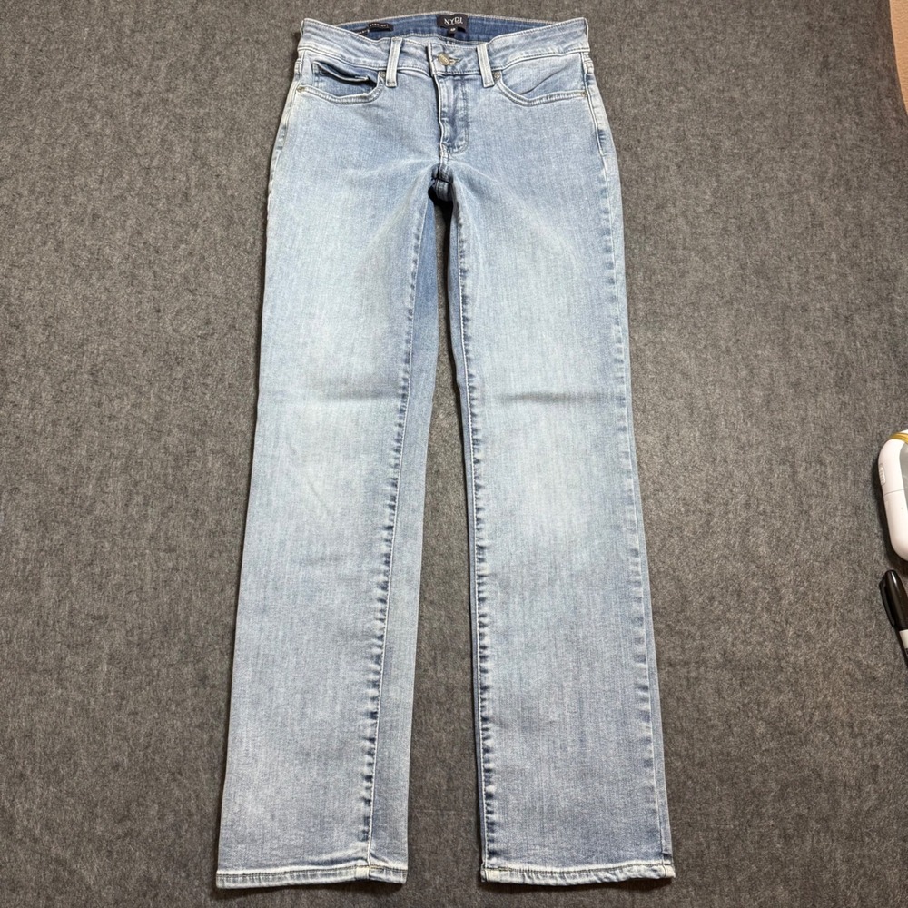 NYDJ Marilyn Straight Jeans Light Wash Lift Tuck Petite 6P